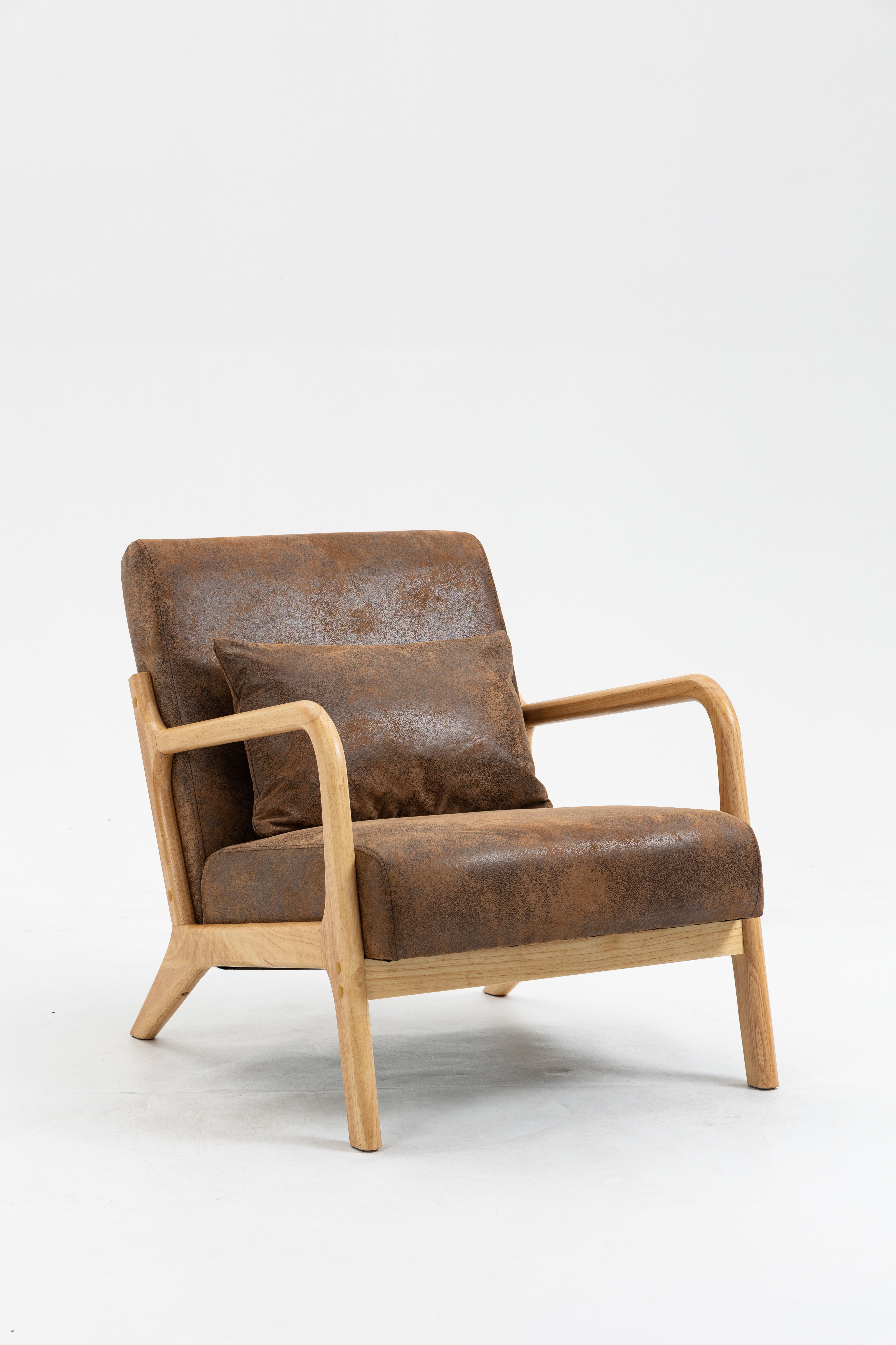 Mid Century Modern Accent Chair with Wood Frame, Upholstered Living Room Chairs with Waist Cushion, Reading Armchair for Bedroom Sunroom Mid Century Modern Accent Chair with Wood Frame, Upholstered Living Room Chairs with Waist Cushion, Reading Armchair for Bedroom Sunroom