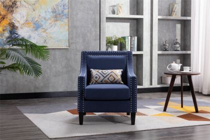 COOLMORE accent armchair living room with nailheads and solid wood legs Navy linen