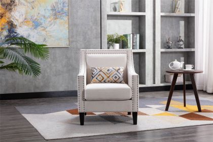 COOLMORE accent armchair living room chair with nailheads and solid wood legs Beige Linen