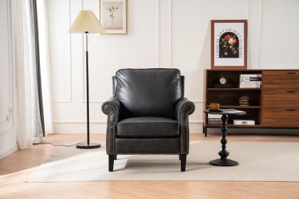 High quality confortable Armchair with Copper Nails leather air (Dark Brown),Single seat designer ,Living room leisure chair