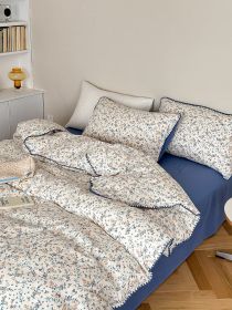 Super Soft Sleep Naked Class A Cotton Double-layer Yarn Four-piece Set (Option: Flower Love-150CM Flat Sheet 4pcs Set)