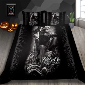 3D Printed Skull Printed Three-piece Home Textile Set (Option: style5-US Full 200*230)