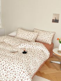 Super Soft Sleep Naked Class A Cotton Double-layer Yarn Four-piece Set (Option: Huashi-200CM Flat Sheet 4pcs Set)