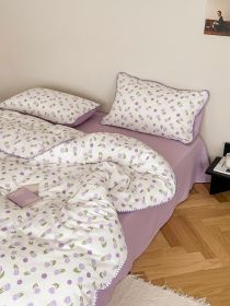 Super Soft Sleep Naked Class A Cotton Double-layer Yarn Four-piece Set (Option: Xiangyu Purple-200CM Flat Sheet 4pcs Set)