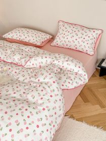 Super Soft Sleep Naked Class A Cotton Double-layer Yarn Four-piece Set (Option: Xiangyu Pink-150cm Fitted Sheet 4pcs Set)