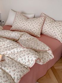 Super Soft Sleep Naked Class A Cotton Double-layer Yarn Four-piece Set (Option: Qianxi-150cm Fitted Sheet 4pcs Set)