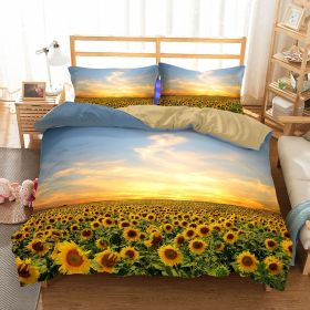 Three-piece Sunflower Quilt Cover Home Textile Bedding (Option: Sunset Sunflower-200x230cm)