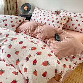 Thickened Brushed Maternal And Child Bedding Student Dormitory Three-piece Set (Option: Strawberry Bobo-1.8m bed)