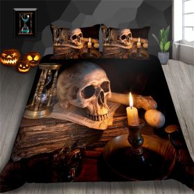 3D Printed Skull Printed Three-piece Home Textile Set (Option: style7-US Full 200*230)