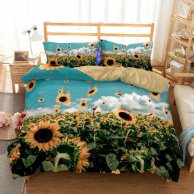Three-piece Sunflower Quilt Cover Home Textile Bedding (Option: Flying Sunflower-200x230cm)