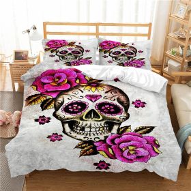 3D Printed Skull Printed Three-piece Home Textile Set (Option: style13-US Full 200*230)