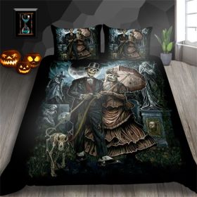 3D Printed Skull Printed Three-piece Home Textile Set (Option: style16-US Full 200*230)