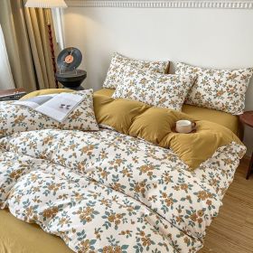 Four-piece Bed Set Jacquard Quilt Cover Sheets (Option: Flowers-150to180cm)
