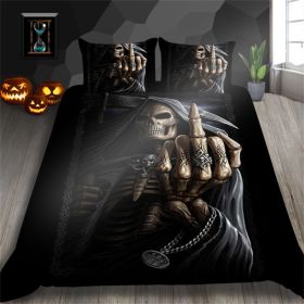 3D Printed Skull Printed Three-piece Home Textile Set (Option: style19-US Full 200*230)
