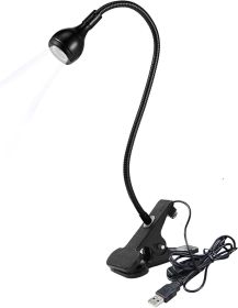 USB Clip-On LED Desk Lamp Flexible Reading Book Light Bedside Work Table Lamp (Color: Black)