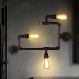 Loft Vintage Industrial Living Room Restaurant Decoration Water Pipe Wall Lamp (Option: B045 Rust Color)