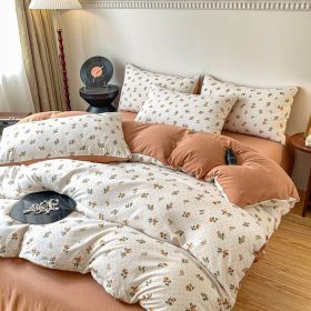 Four-piece Bed Set Jacquard Quilt Cover Sheets (Option: Blue-150to180cm)
