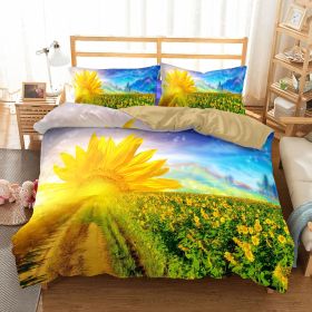 Three-piece Sunflower Quilt Cover Home Textile Bedding (Option: Glowing Sunflower-200x230cm)