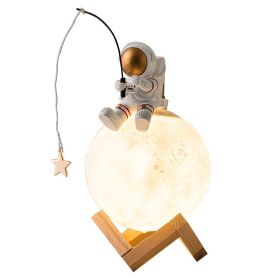 Astronaut Figurines Home Decoration Resin Space Man Miniature Night Light Humidifier Cold Fog Machine Accessories (Option: Gold-USB)