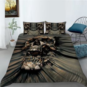 3D Printed Skull Printed Three-piece Home Textile Set (Option: style1-US Full 200*230)