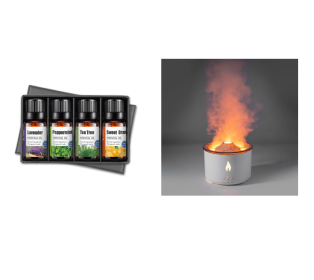 Creative Ultrasonic Essential Oil Humidifier Volcano Aromatherapy Machine Spray Jellyfish Air Flame Humidifier Diffuser (Option: Yellow flame bead Set-EU)