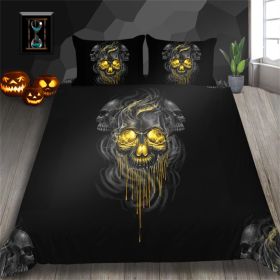 3D Printed Skull Printed Three-piece Home Textile Set (Option: style14-US Full 200*230)