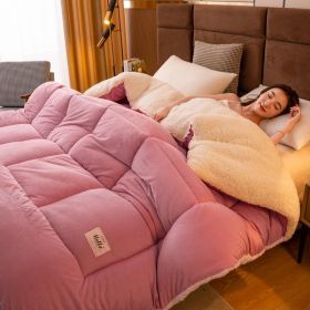 Thickened Milk Fiber Quilt Double-sided Velvet Warm Thickened Duvet Insert (Option: Bean Pink-150x200cm 3500g)