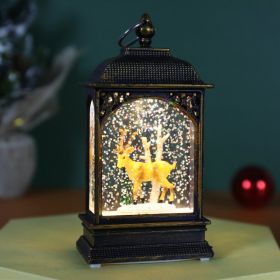 Christmas Decoration Luminous Water Injection Flat Storm Lantern Desktop Decoration (Option: Flat Crystal Deer)