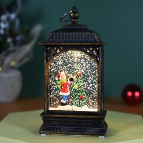 Christmas Decoration Luminous Water Injection Flat Storm Lantern Desktop Decoration (Option: Flat Crystal Christmas Tree)
