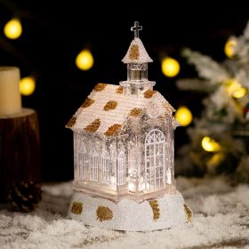 Christmas Decorations Crystal Church House Music Box Ornaments (Option: Crystal House)