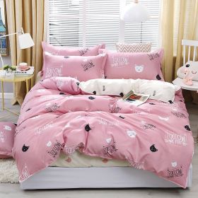 Bedding Four-piece Set Bed Sheet Quilt Cover (Option: Cat Baby Pink-150x200 4 Set)
