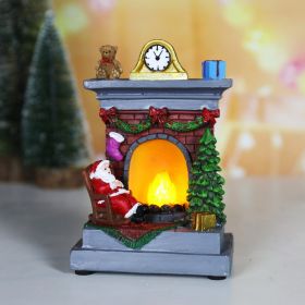 Christmas Resin Decorations Luminous Fireplace Small Night Lamp Decorative Ornaments (Option: Fireplace)