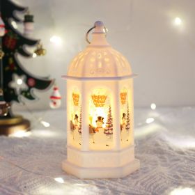 Christmas Decoration Portable Electronic Small Night Lamp Ornaments (Option: Hexagonal White Snowman)