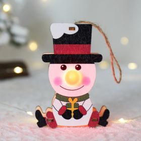 Christmas Decoration Luminous Ornaments Wooden (Option: Red Nose Snowman)