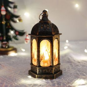 Christmas Decoration Portable Electronic Small Night Lamp Ornaments (Option: Hexagonal Bronze Deer)