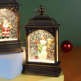 Christmas Decoration Luminous Water Injection Flat Storm Lantern Desktop Decoration (Option: Flat Crystal Snowman)