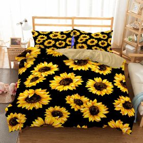 Three-piece Sunflower Quilt Cover Home Textile Bedding (Option: Dark Sunflower-200x230cm)