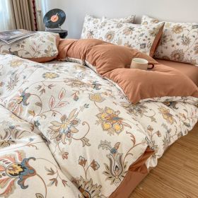 Thickened Brushed Maternal And Child Bedding Student Dormitory Three-piece Set (Option: Elegant blooming flowers-1.8m bed)