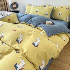 Thickened Brushed Maternal And Child Bedding Student Dormitory Three-piece Set (Option: Skateboarding Bunny-1.8m bed)