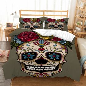 3D Printed Skull Printed Three-piece Home Textile Set (Option: style17-US Full 200*230)