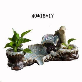 Ceramic Flowing Water Fountain Circulating Water Ornament To Attract Wealth (Option: Small bridge flowing water-220V US)