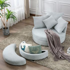 Orisfur. 360° Swivel Accent Barrel Chair with Storage Ottoman & 4 Pillows, Modern Linen Leisure Chair Round Accent for Living Room (Color: As pic)