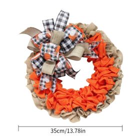 Halloween Garland Pumpkin Berry Door Hanging Harvest Festival Linen Wreath (Option: 35cm)