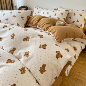 Thickened Brushed Maternal And Child Bedding Student Dormitory Three-piece Set (Option: Pok dot bear-1.8m bed)