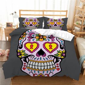 3D Printed Skull Printed Three-piece Home Textile Set (Option: style6-US Full 200*230)