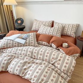 Four-piece Bed Set Jacquard Quilt Cover Sheets (Option: Vintage Flower-150to180cm)