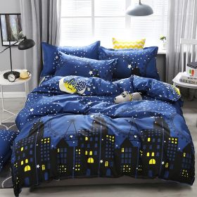 Bedding Four-piece Set Bed Sheet Quilt Cover (Option: Town Story-150x200 4 Set)