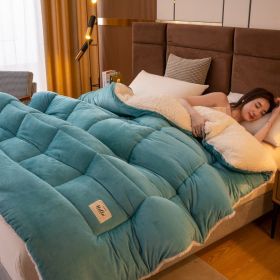 Thickened Milk Fiber Quilt Double-sided Velvet Warm Thickened Duvet Insert (Option: Lake Blue-180x220cm 3kg)