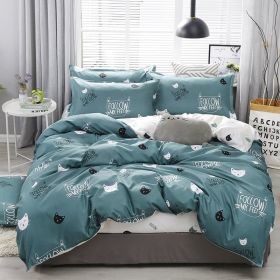 Bedding Four-piece Set Bed Sheet Quilt Cover (Option: Cat Baby Green-180x220 4 Set)