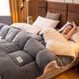Thickened Milk Fiber Quilt Double-sided Velvet Warm Thickened Duvet Insert (Option: Gray-180x220cm 3kg)